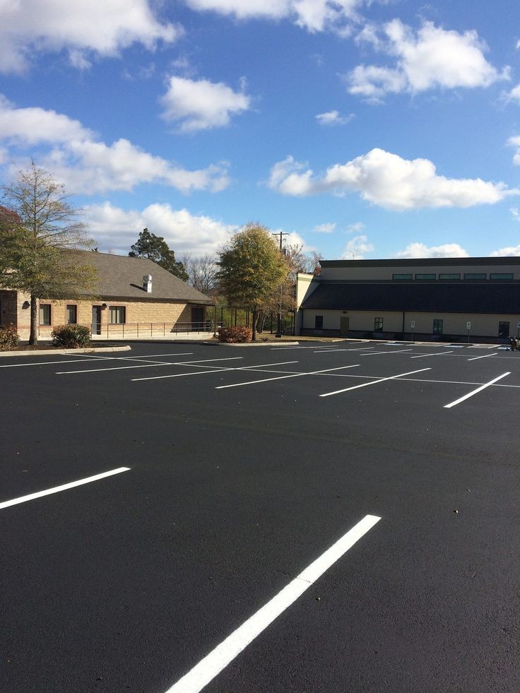 Completed surfaced parking area with line markings
