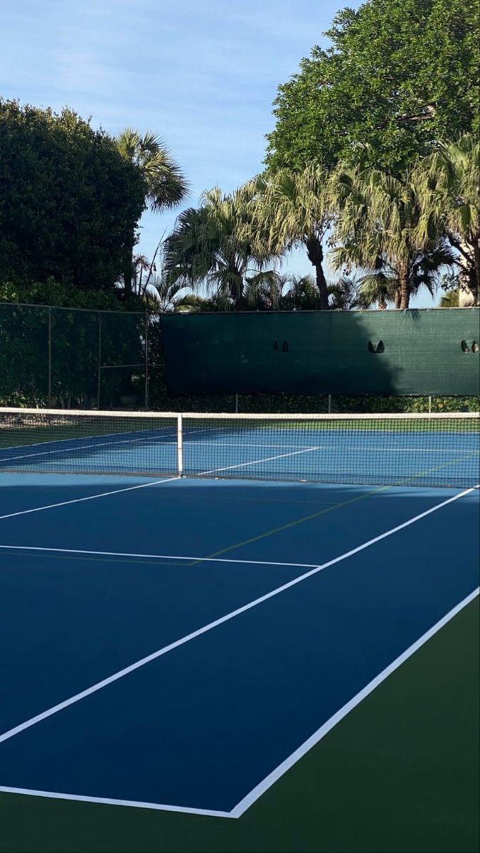 Blue tennis court surfacing