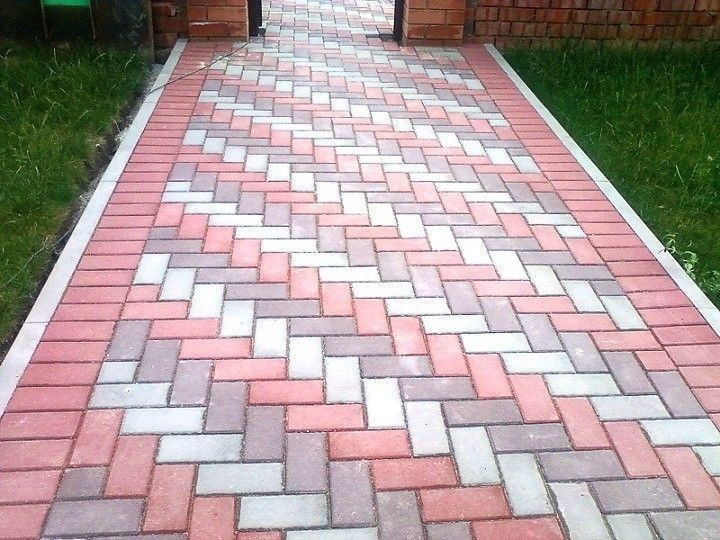 Decorative red and grey paving