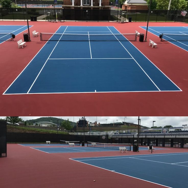 Red and blue tennis courts